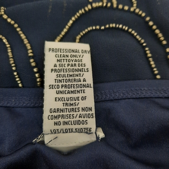 Cache Beaded Blouson Navy Chiffon Cocktail Dress Size 2‎ Women's - Picture 9 of 12